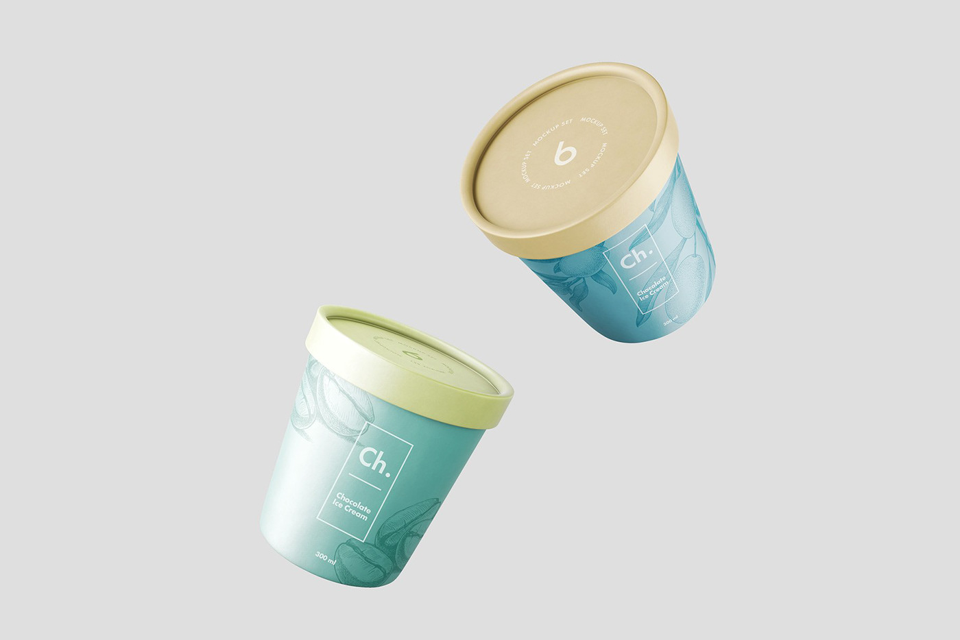 Mockup ice cream branding  jar paper Packaging package psd