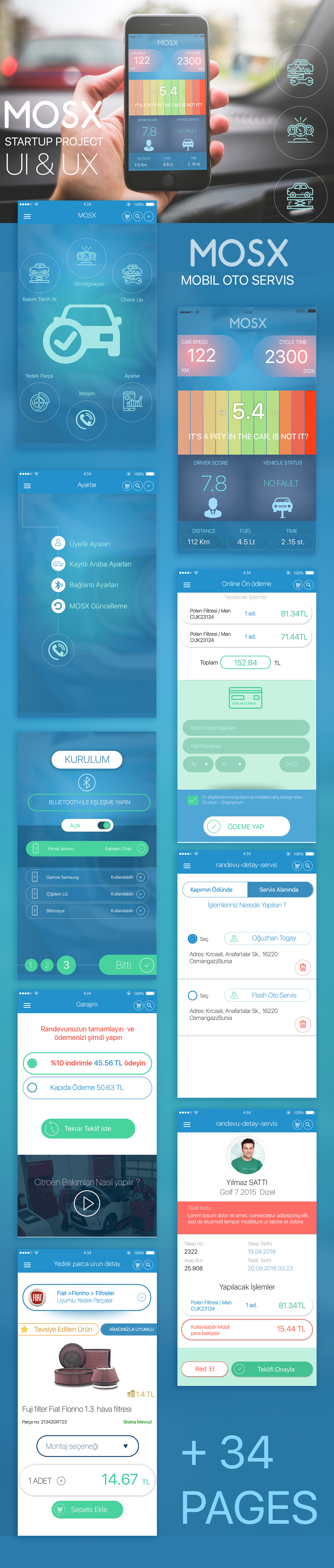 MOSX - Mobil Oto Servis Startup  UI-UX design ui design app design