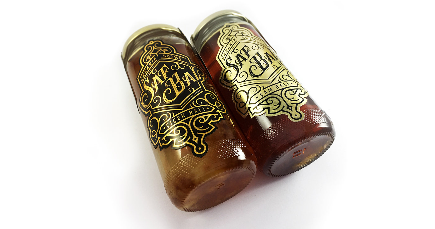 brand branding  gold foil honey Honey packaging lettering Packaging packaging design typography  