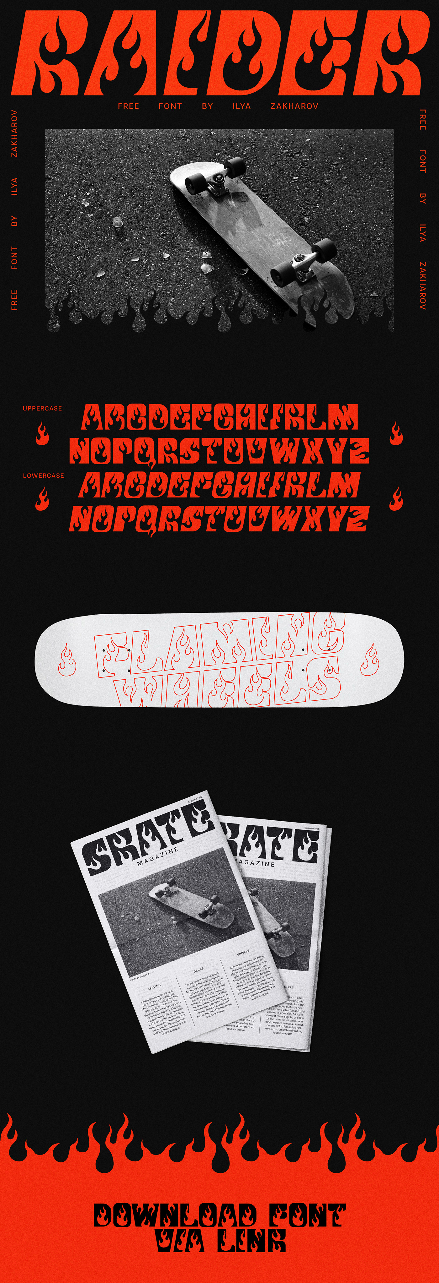 Fashion  flame font poster skateboard type Typeface underground vintage