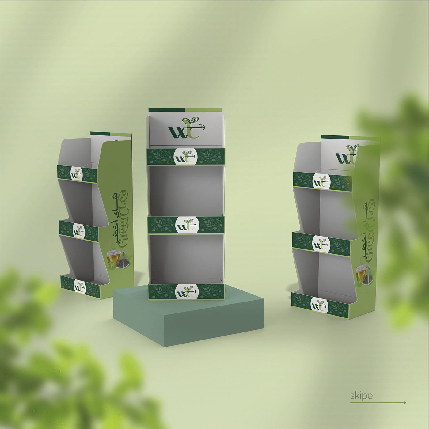 packaging design Packaging Diecut box design stand design green تغليف tea