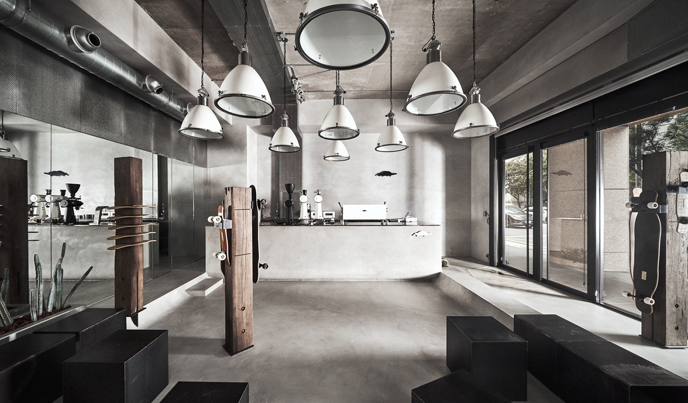 architecture cafe Commercial Store gray heycheese interior design  LONGBOARD radius Shop design taiwan