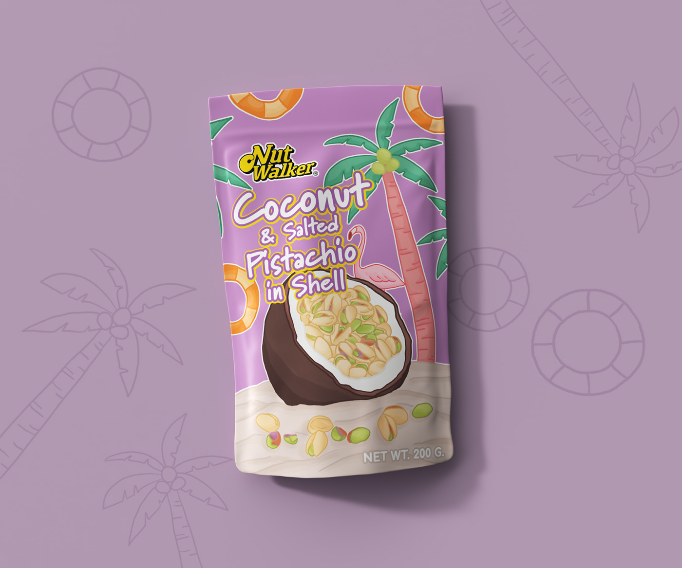 Coconut cute design healthy ILLUSTRATION  nuts package Packaging snack ziplock