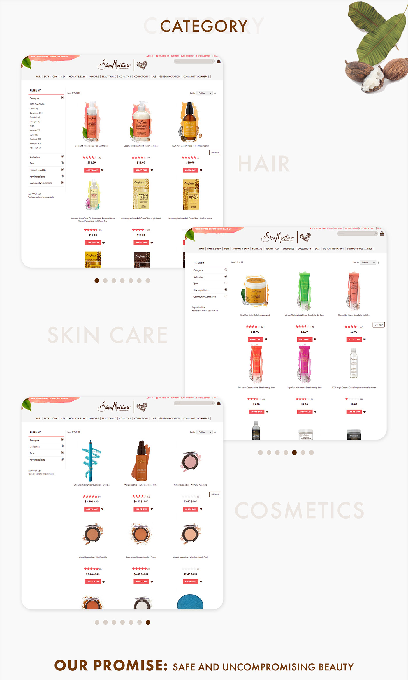 branding  Ecommerce magento ecommerce cosmetics products Web Design 