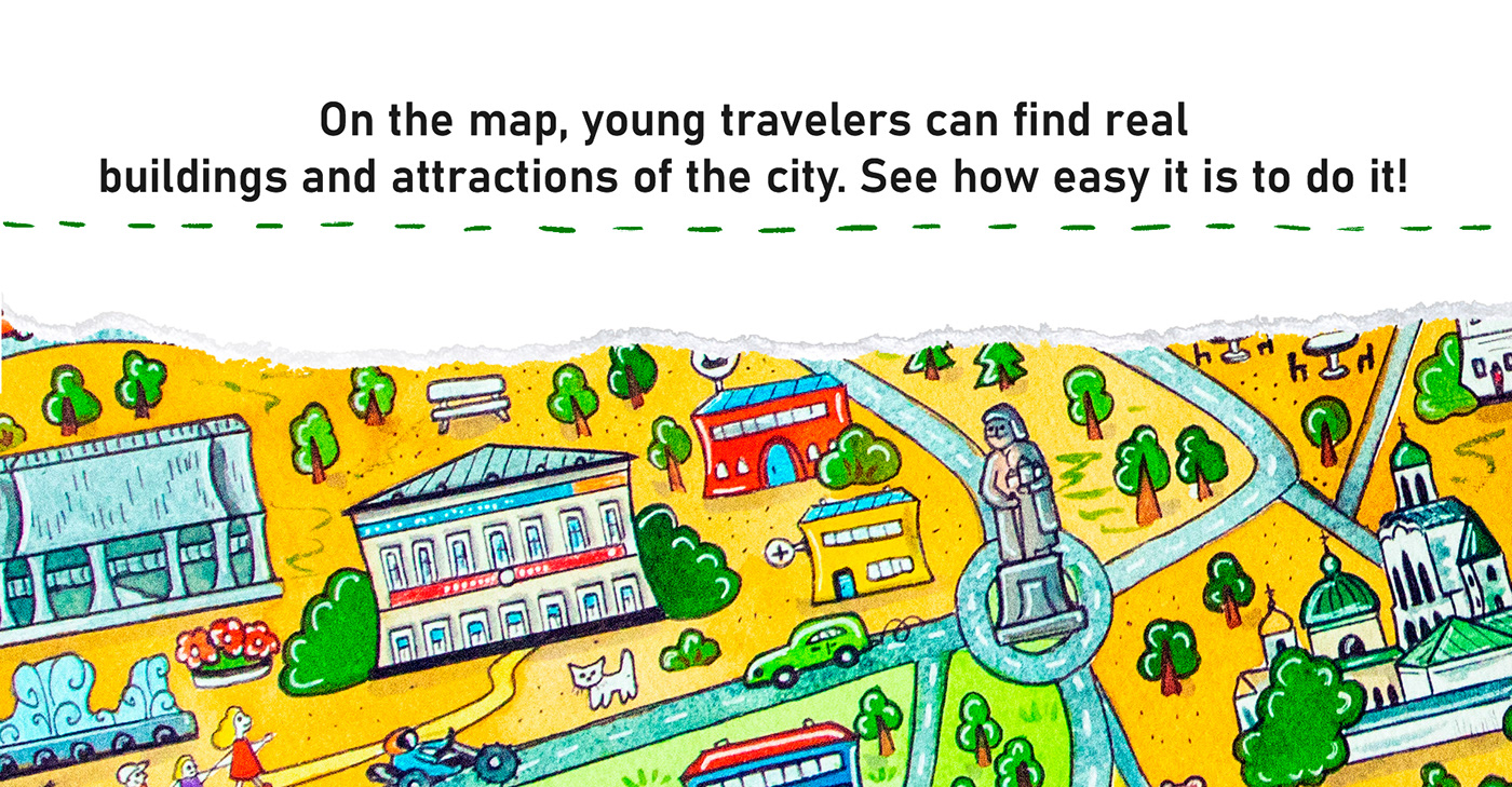 city city map ILLUSTRATION  kids kids illustration Russia watercolor