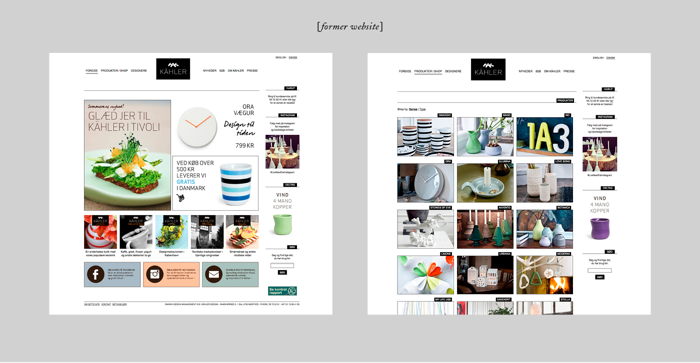 design products Danish Design ceramics  web shop Usability user interface design webshop