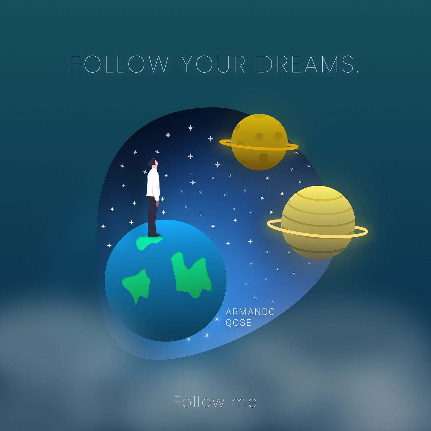 #graphic design dreams earth follow your dreams galaxy ilustration moon Planets stars univers