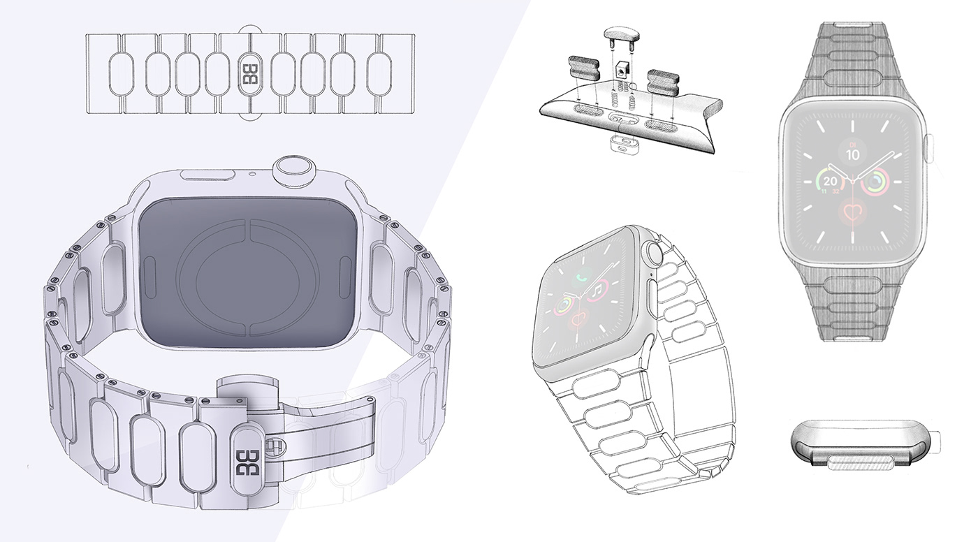 accessories apple cnc design metal product product design  Product Rendering series7 watch