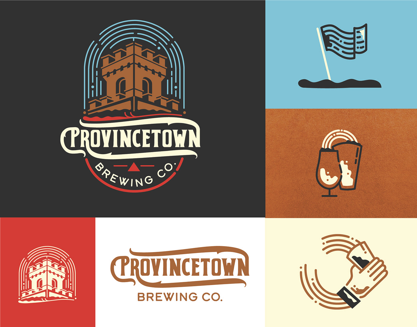Provincetown beer brewery hands icons history flag drinks