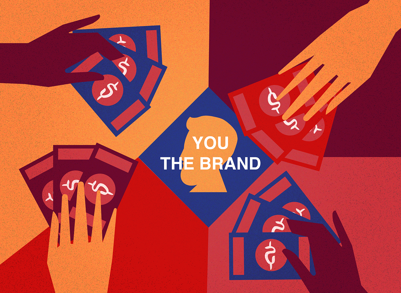 brand branding  personal branding Vector Illustration people color Reds blues