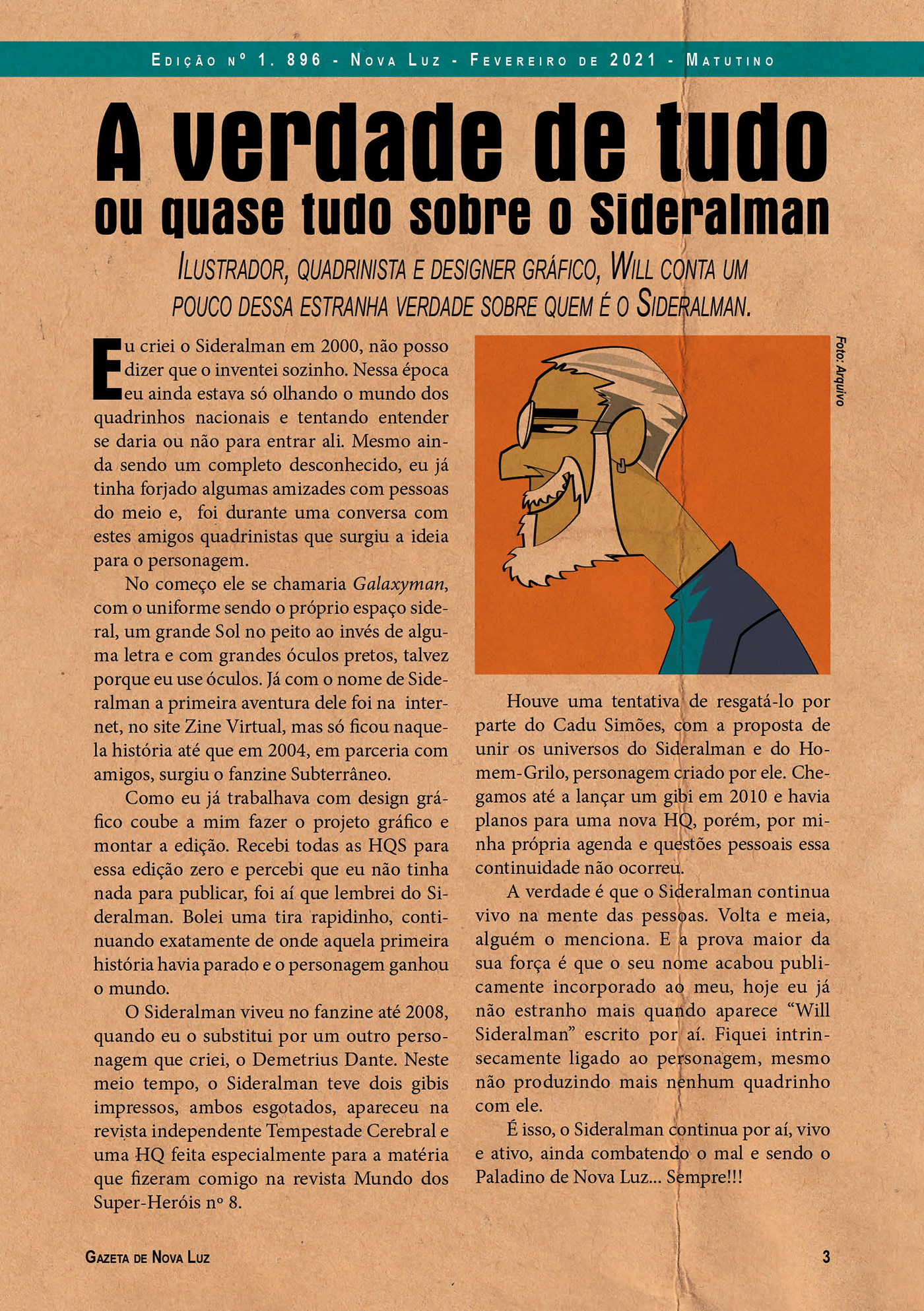 Sideralman Ilustração personagem quadrinhos will