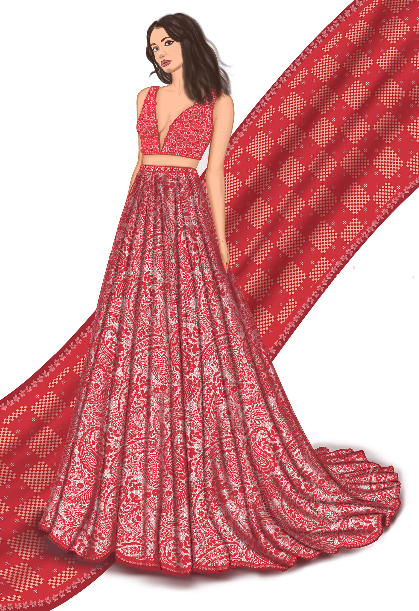 print textile design art ILLUSTRATION  paisley skirt Procreat top
