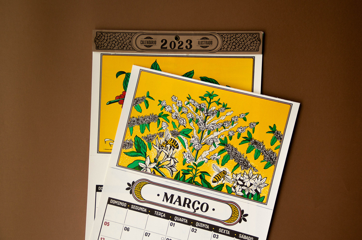 calendar print hand drawn graphic design  calendar design Arado rural cafe