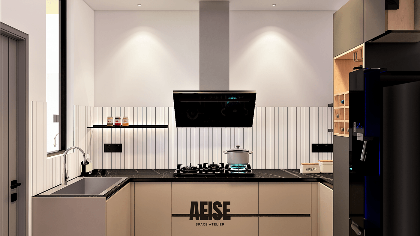 interior design  architecture visualization Render kitchen bedroom