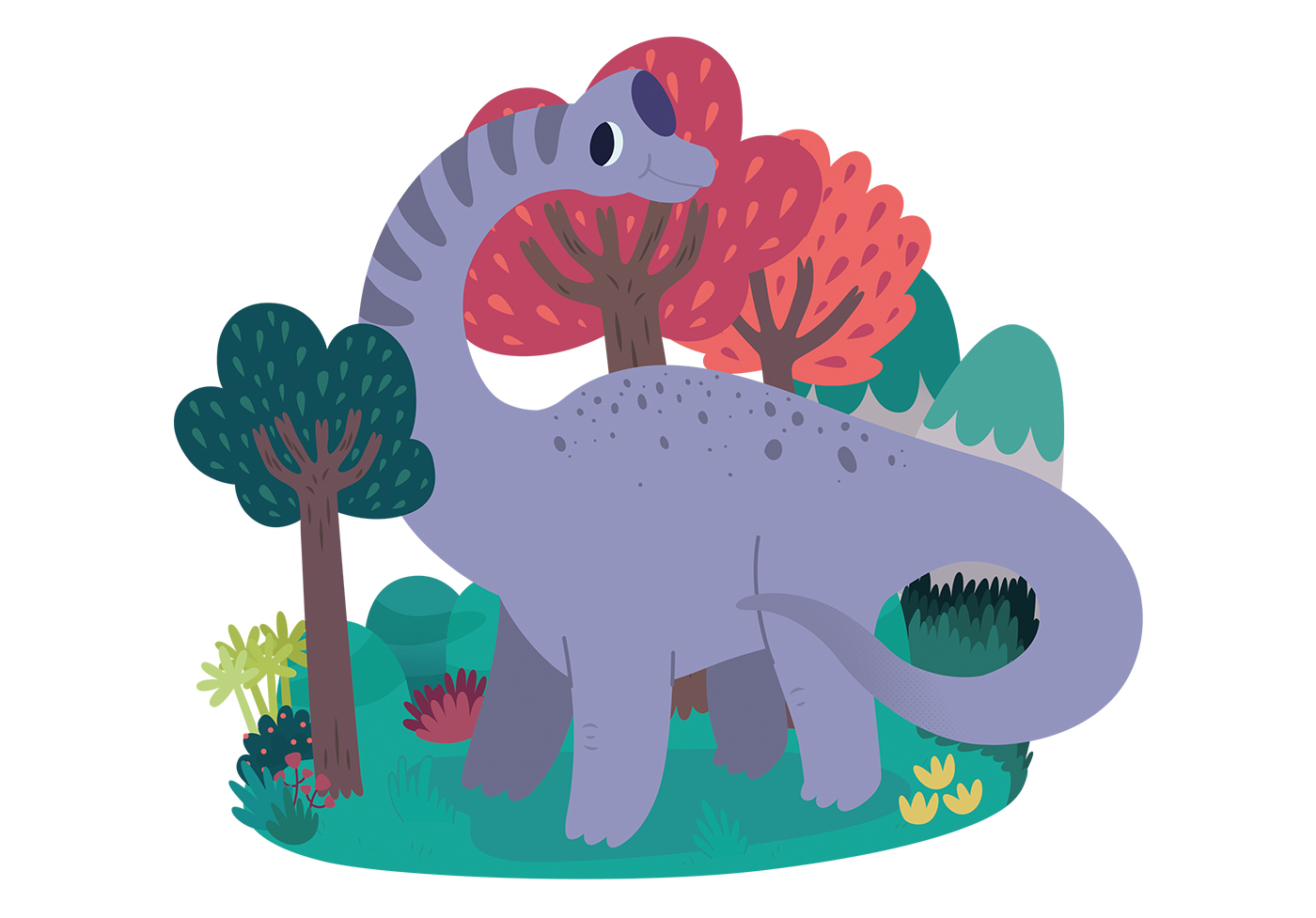 vector Dinosaur plants triceratops brachiosaurus parasaurolophus Nature