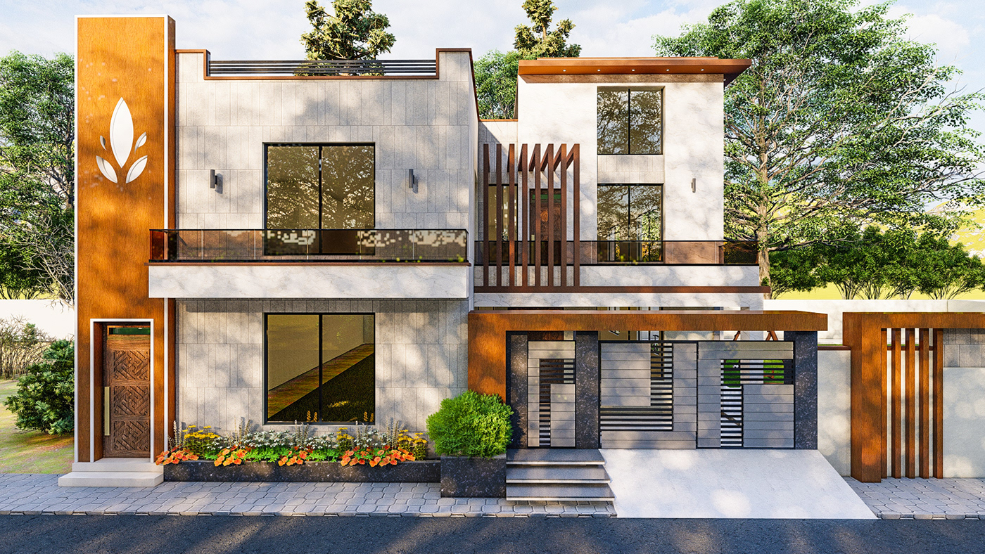 architecture modern Render 3D exterior SketchUP lumion Villa