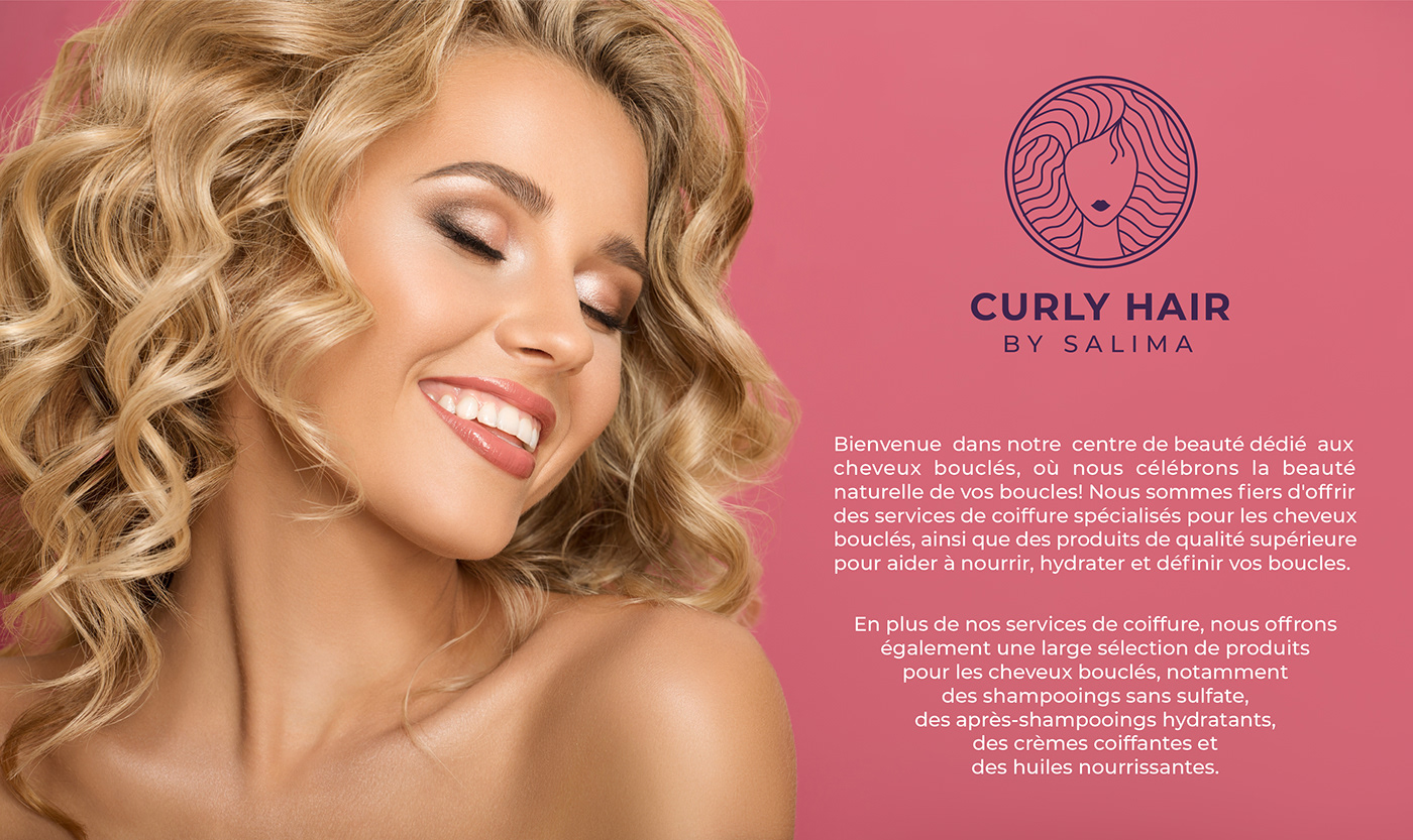 brand identity Logo Design curly hair curly hair hairstyle girly coiffure Hair Salon