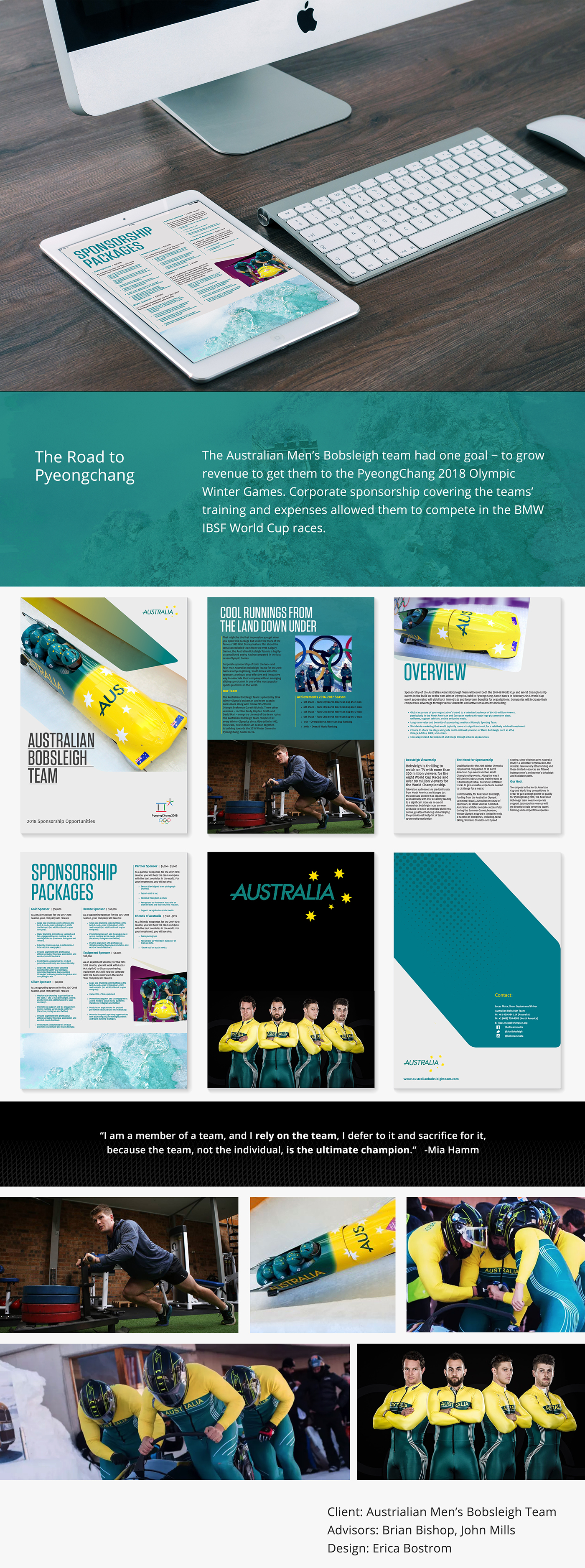 brochure Olympics Bobsleigh Bobsled Australia print design  pyeongchang Sponsorship Photography  gold