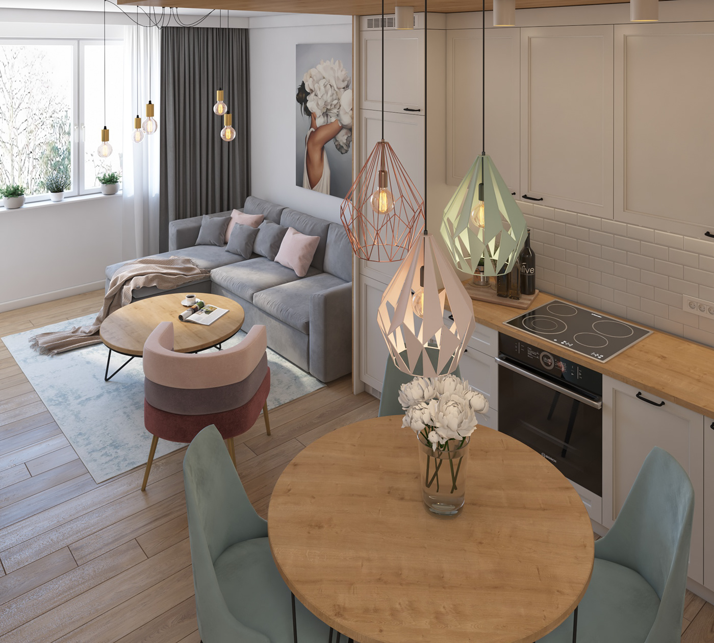Interior kitchendesign living livingdesign livingroom modern pastel Render room vray