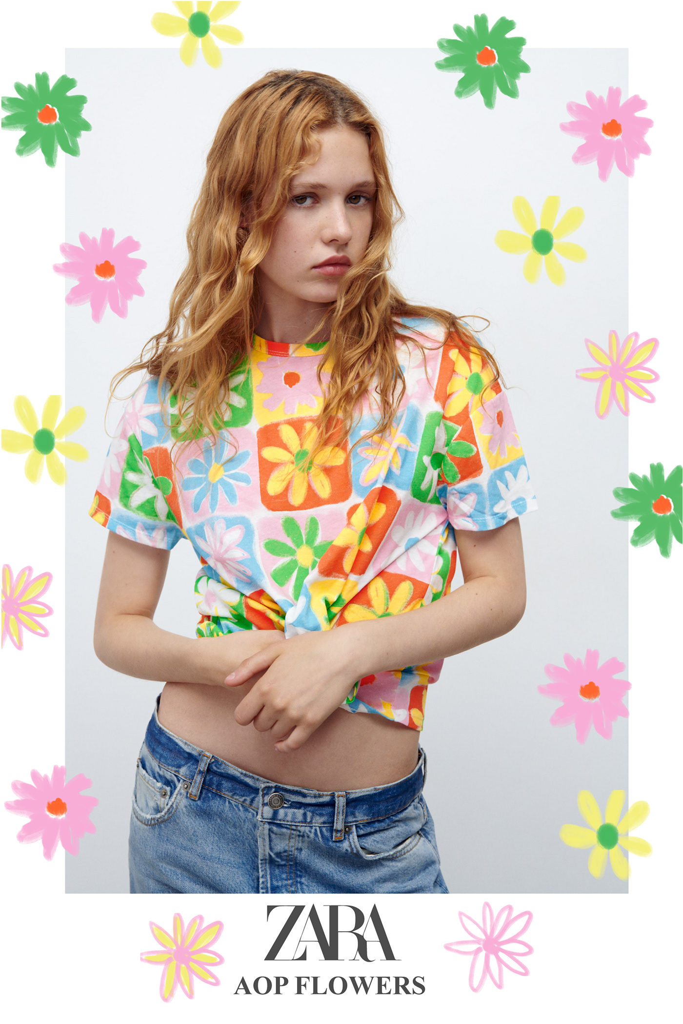 Fashion  floral Flowers inditex t-shirt zara