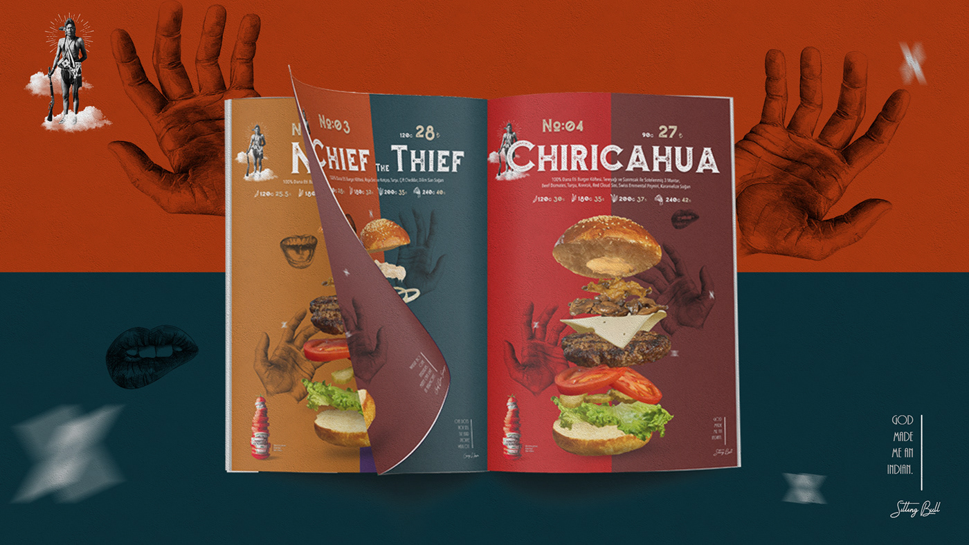 burger menu Food  brand brandıng desıgn   hamburger Native american