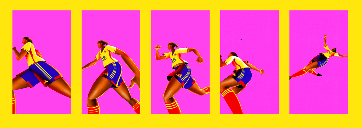 animation  photoshop Character design  woman football soccer Sports Design ILLUSTRATION  sports adidas