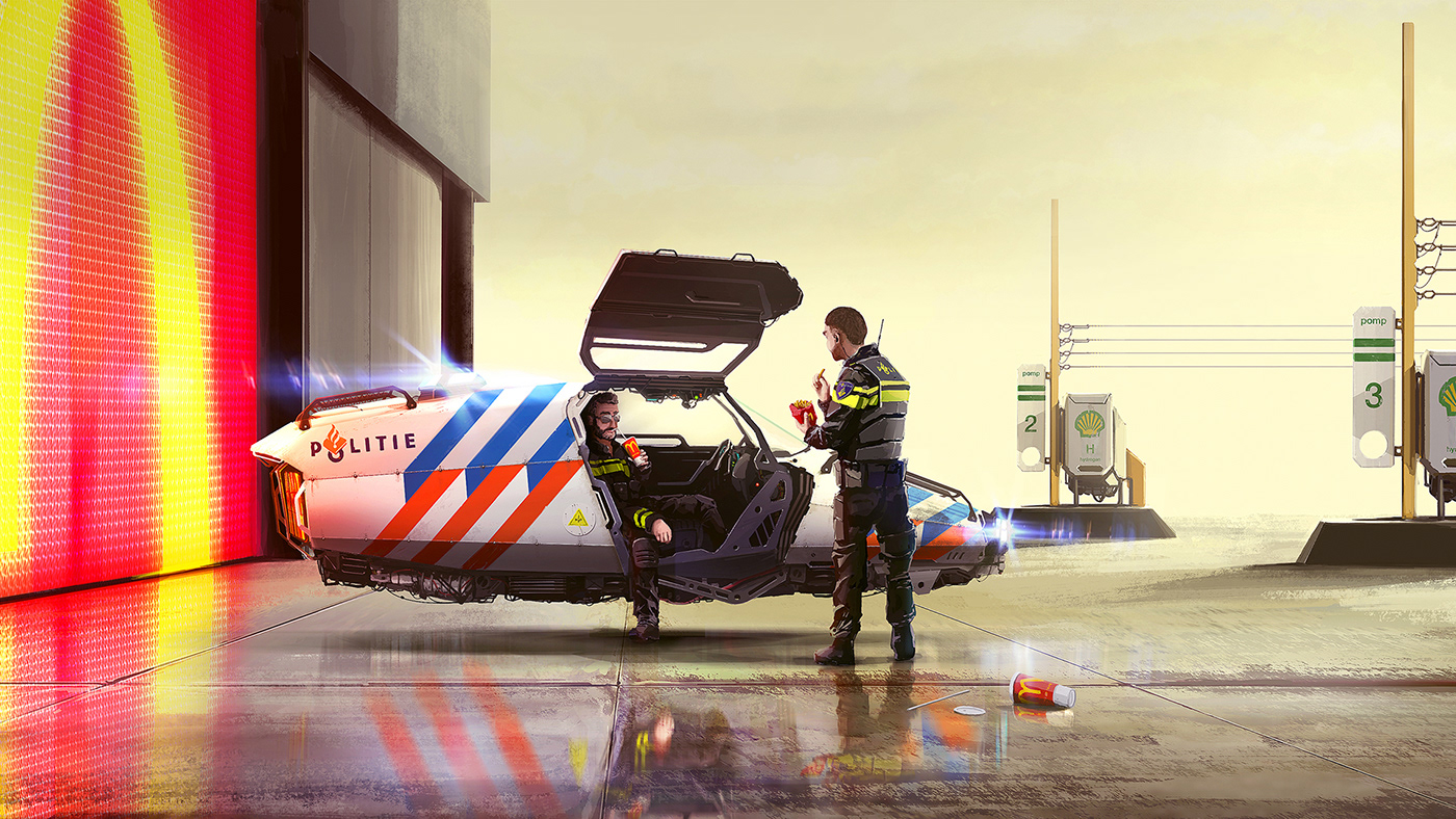 digitalpainting Scifi Sciencefiction Bladerunner cops dutch ILLUSTRATION 