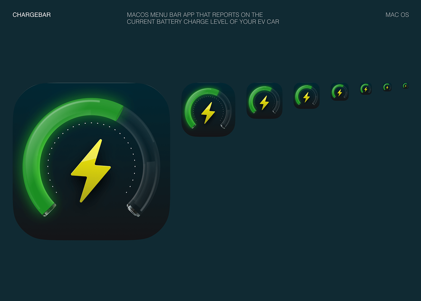 icon ChargeBar. macOS menu bar app that reports on the current battery charge level of your EV car. 
