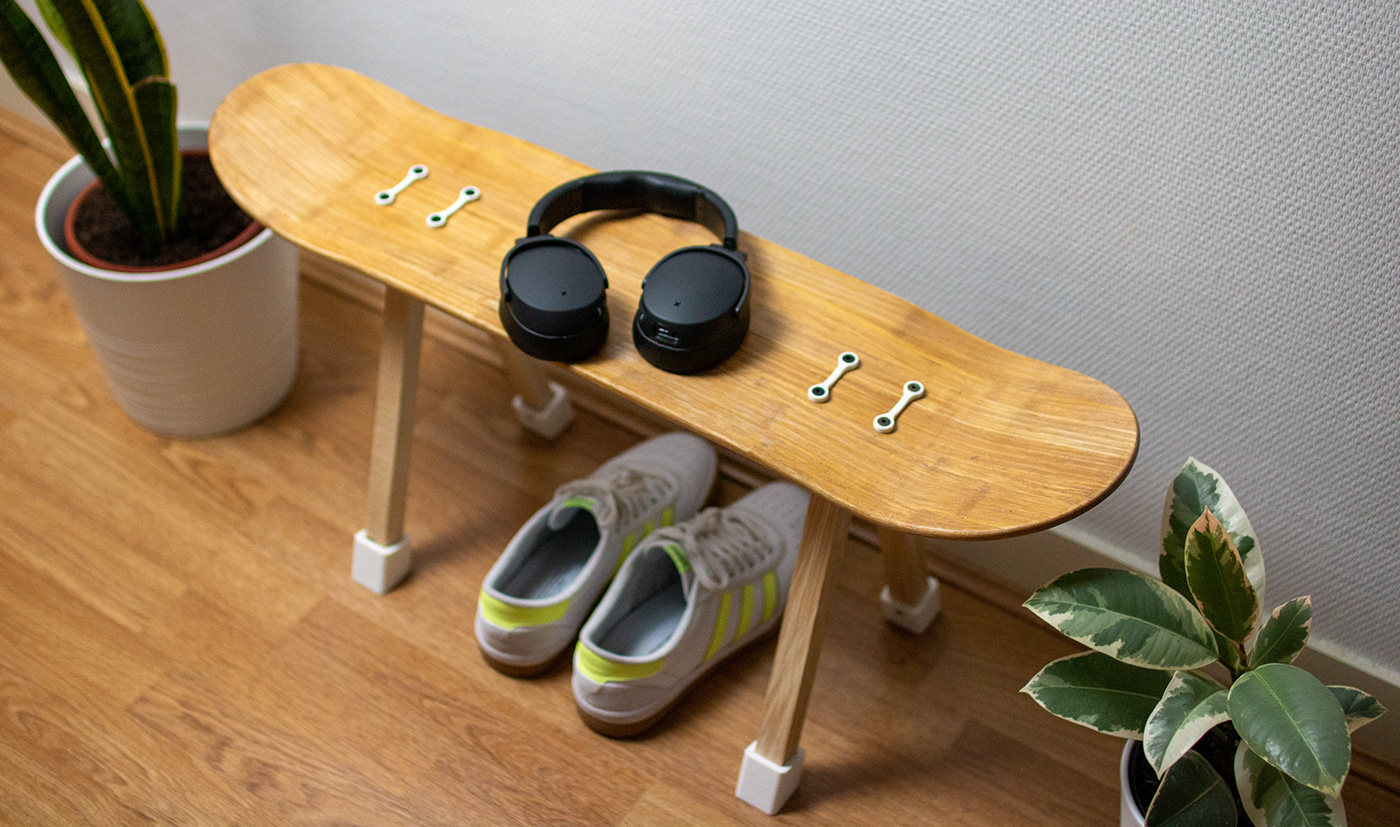 3d printed 3d printed fourniture bench fourniture design longboard bench minimalist bench skateboard bench