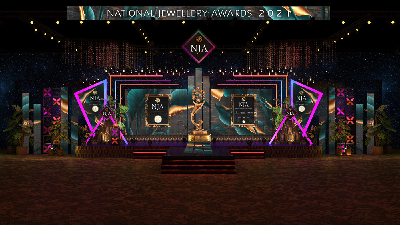 Awards 2021 design gold elegant clean jwellery NJA Trphy