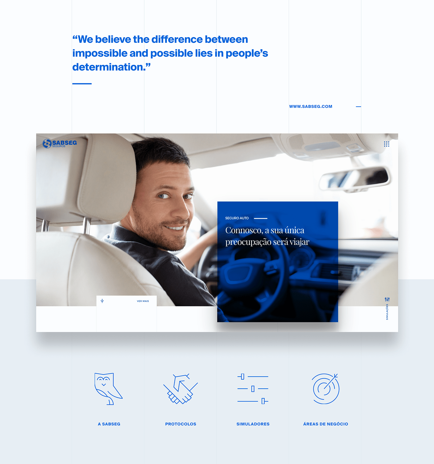 blue corporate design iconography Portugal Responsive Sabseg site UI/UX Website