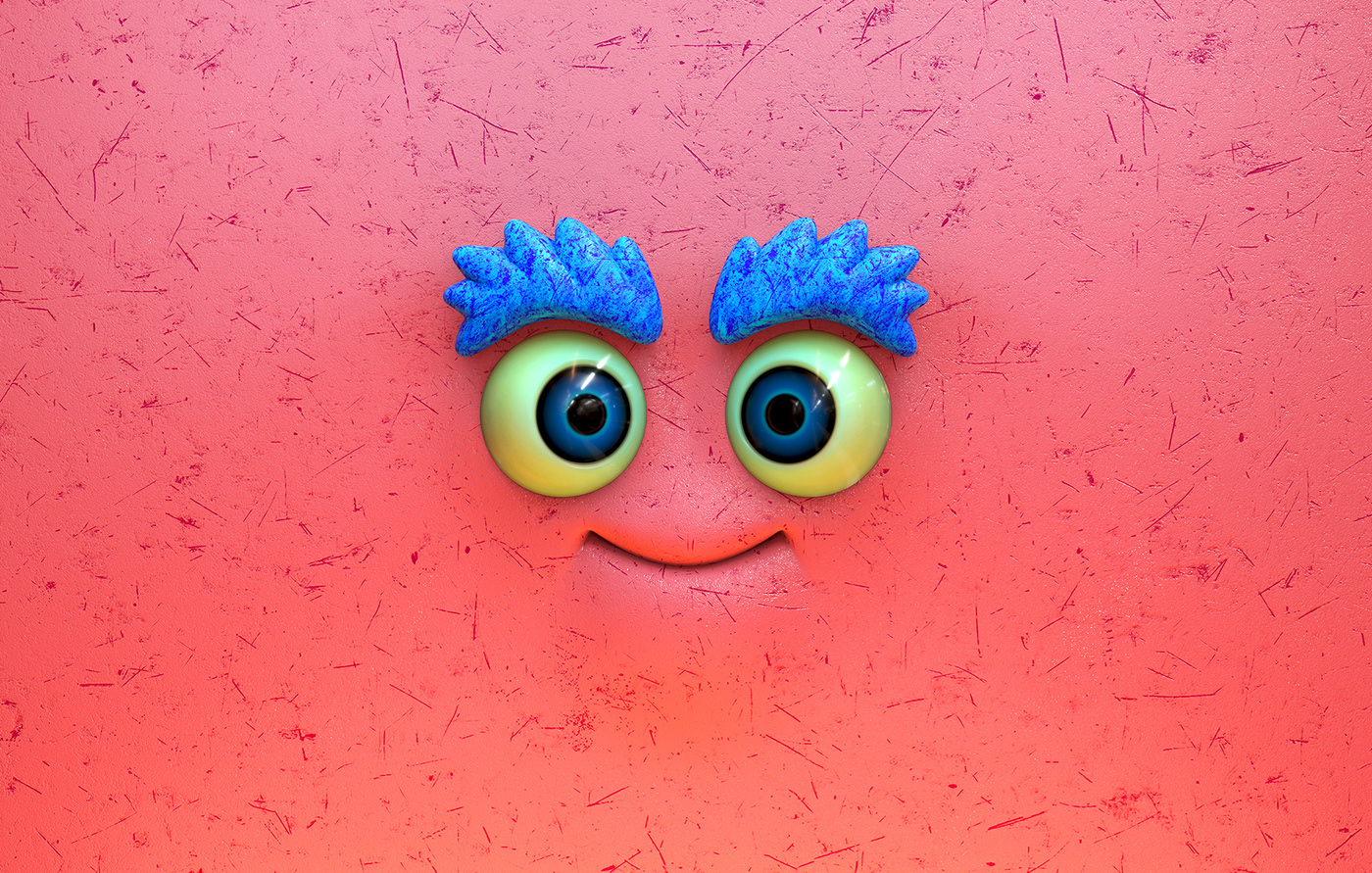 3D blender CGI Character faces Render 2023 design colorful inspiration pink