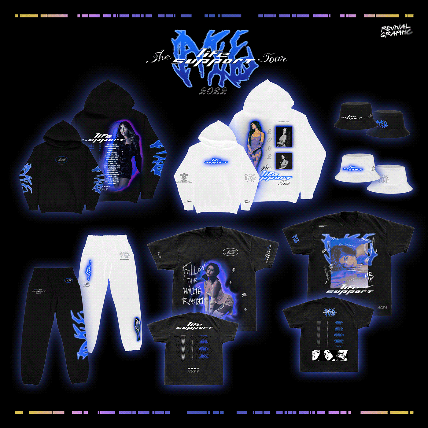 Advertising  graphic design  life support Life support tour Madison Beer marketing   merchandise merchandising The Life Support Tour tour
