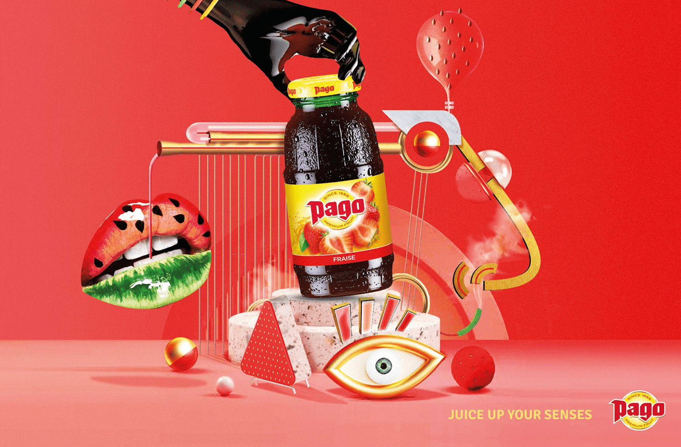ads Advertising  brand identity drink Food  fruit juice marketing   Pago photoshop visual identity