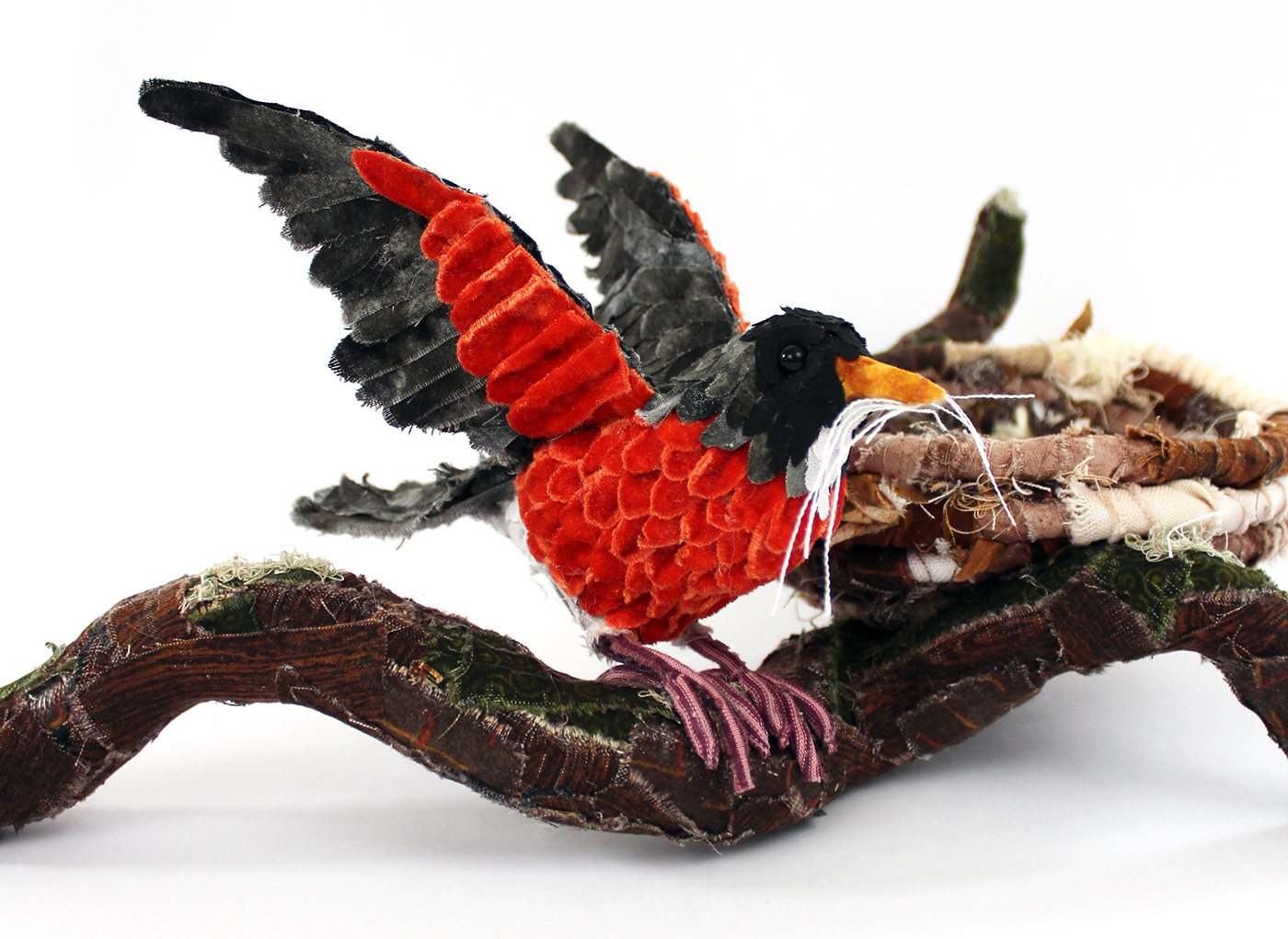 bird Nature sculpture handmade Found objects recycled materials design 3d design patchwork College Project