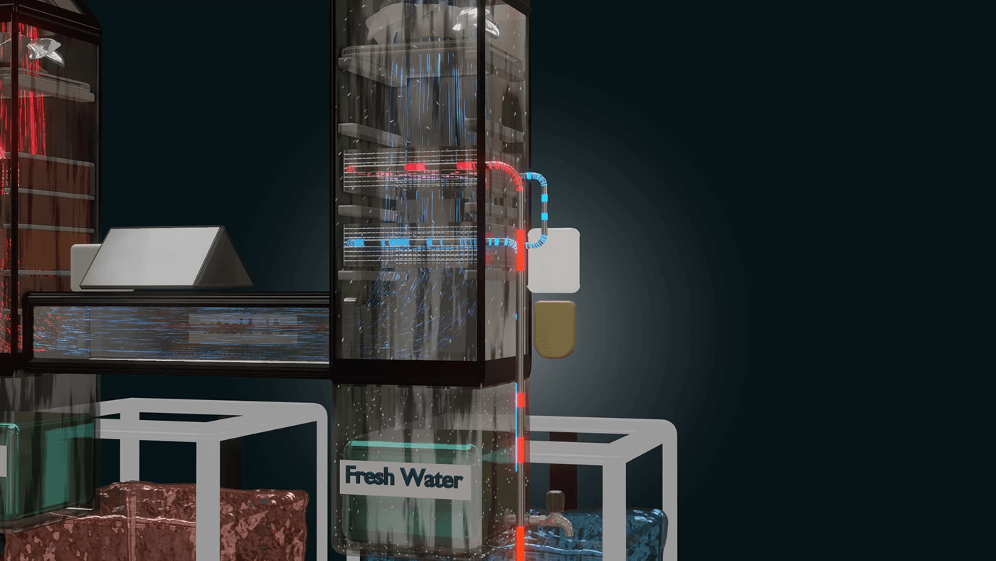 design Desalination water Ocean 3d animation 3d modeling blender visualization desalination plant