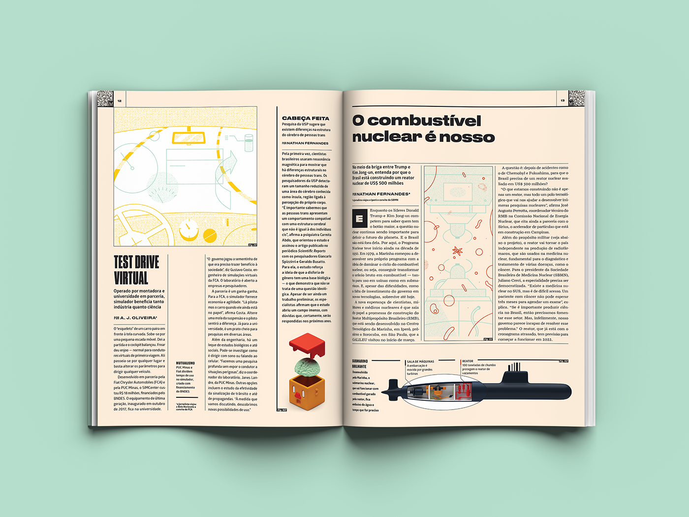 magazine mag editorial design spreads galileu Duotone 3D ILLUSTRATION  marvel