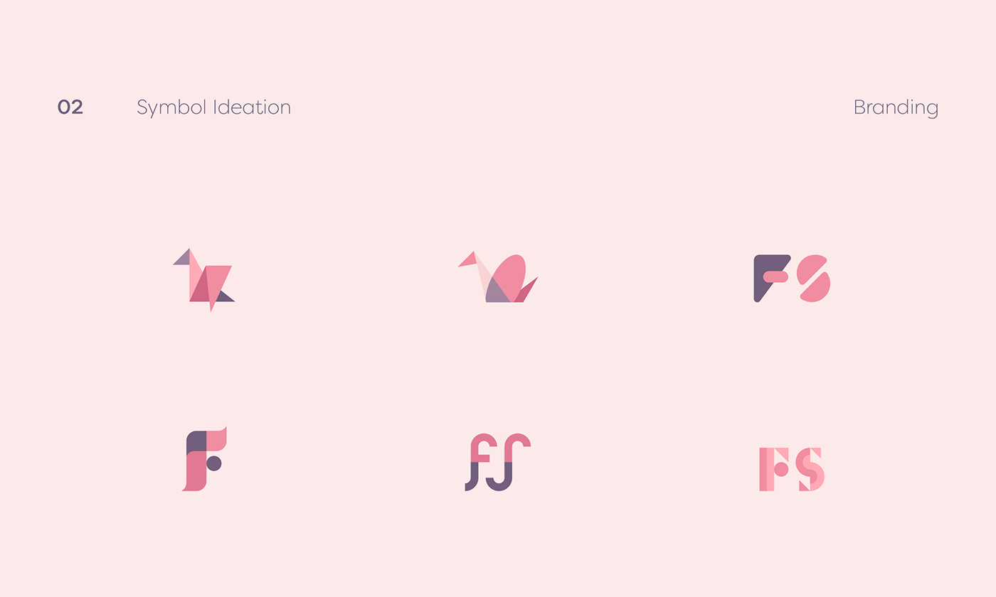 app branding  clean Interface logo origami  pastel pink UI guidelines
