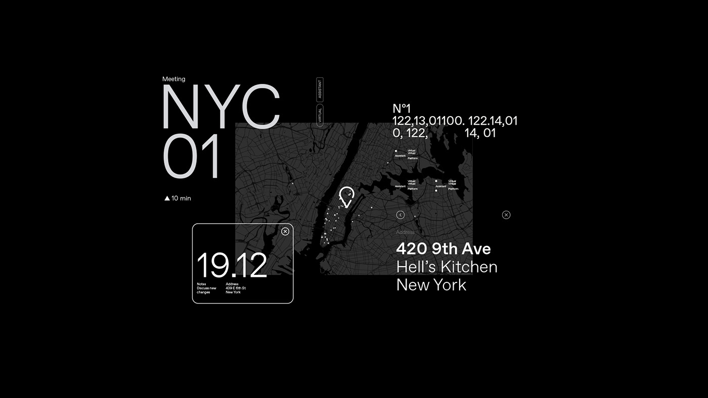 digital virtual Platform conceptual Smart numbers schedule black map newyork