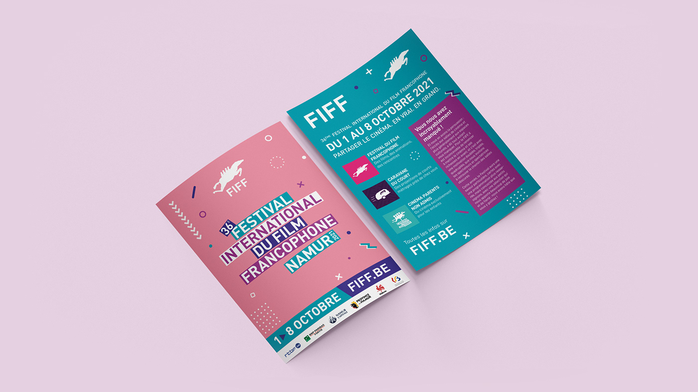 design festival FIFF flyer flyers Namur brochure Cinema colorfull print