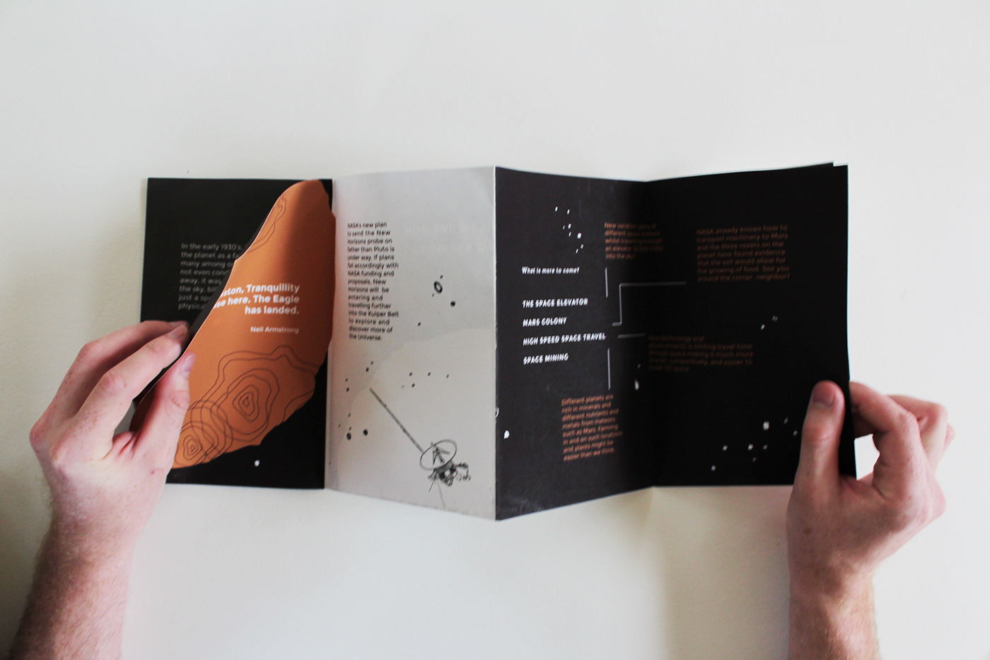 Adobe Portfolio infographic print Pluto design Space  universe Facts information foldout folding illustrate Planets stars spaceship
