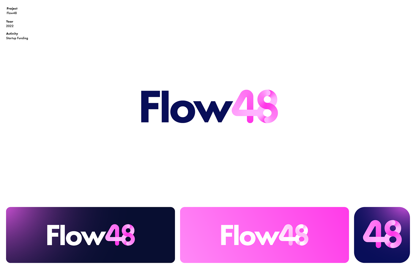 logotype wordmark for startup funding company flow 48 by mihai dolganiuc design