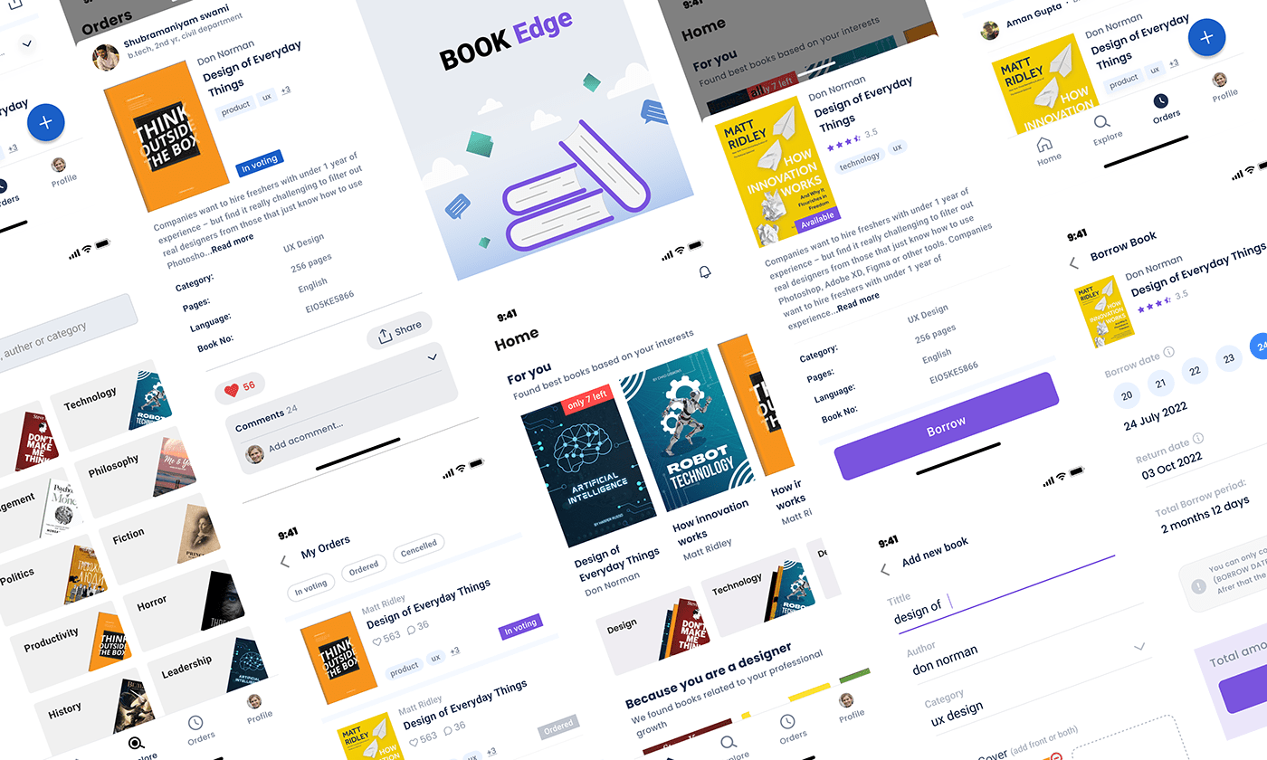 book app book borrow app book reading app books Case Study Interaction design  library user experience user interface UX Case Study