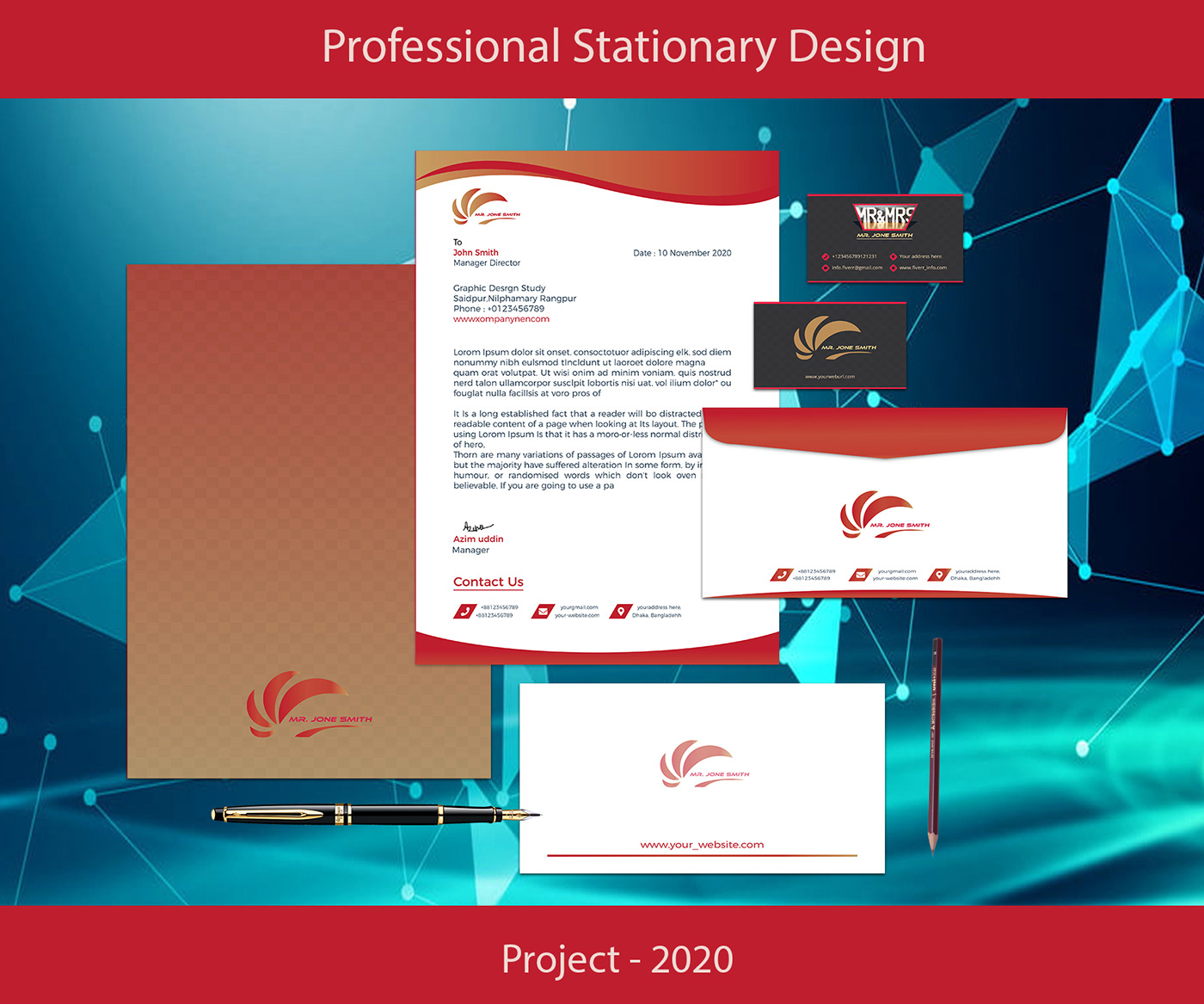 busines card card design envelope folder invoice letterhead notepad Stationary design Stationery Project