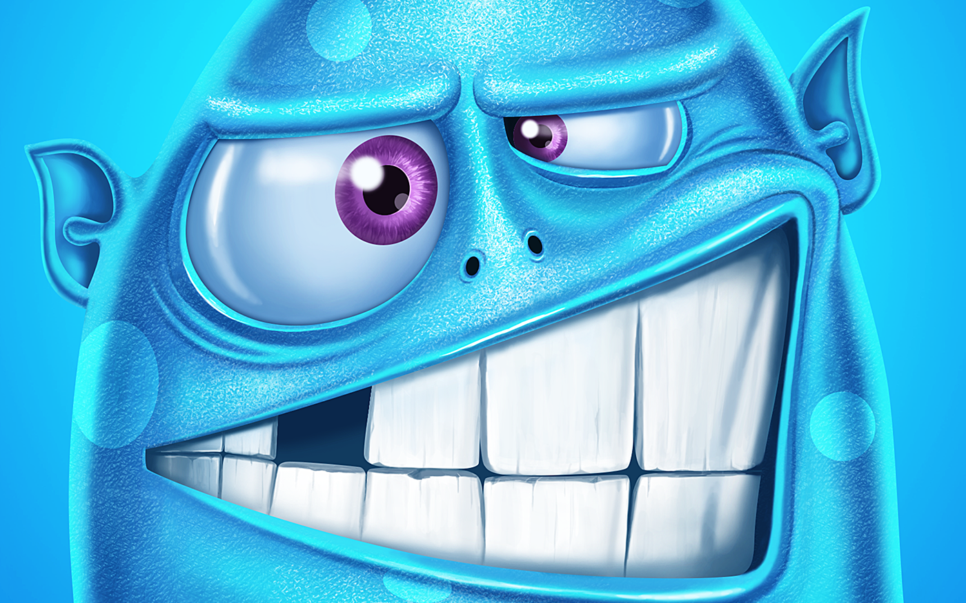 game cartoon Character snappy blue creative digital painting   waccom F1 Digitals