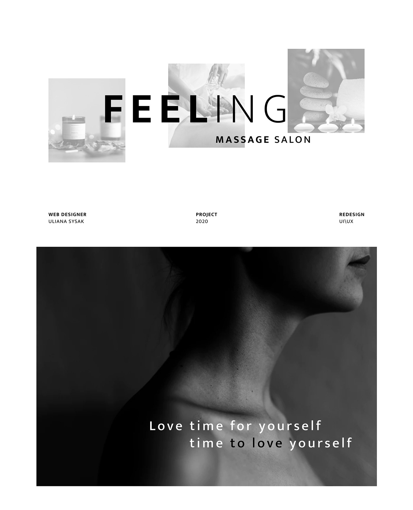 atmosphere black and white feeling feelings massage salon minimal Minimalism Web Design 