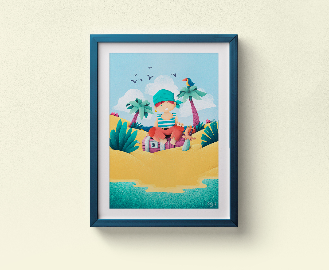pirate Island treasure sand palmtree artwork ILLUSTRATION  child