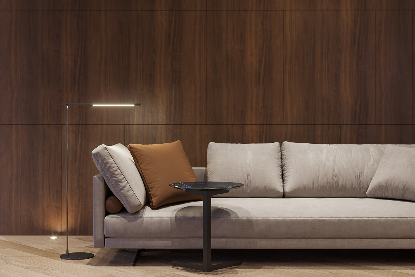 CGI corona dining leather livingroom Marble modern visualization Minotti poliform