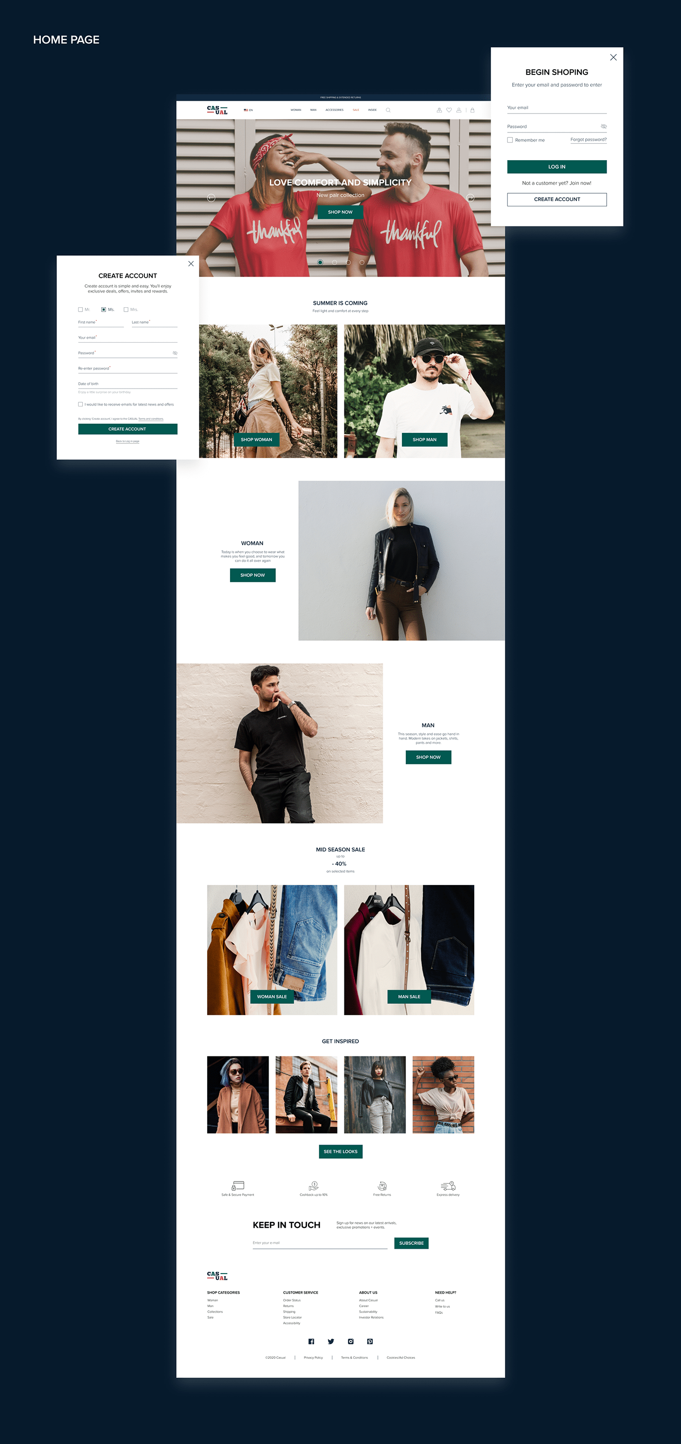 casual clothers clothers store concept e-commerce Minimalism online store shop UI ux
