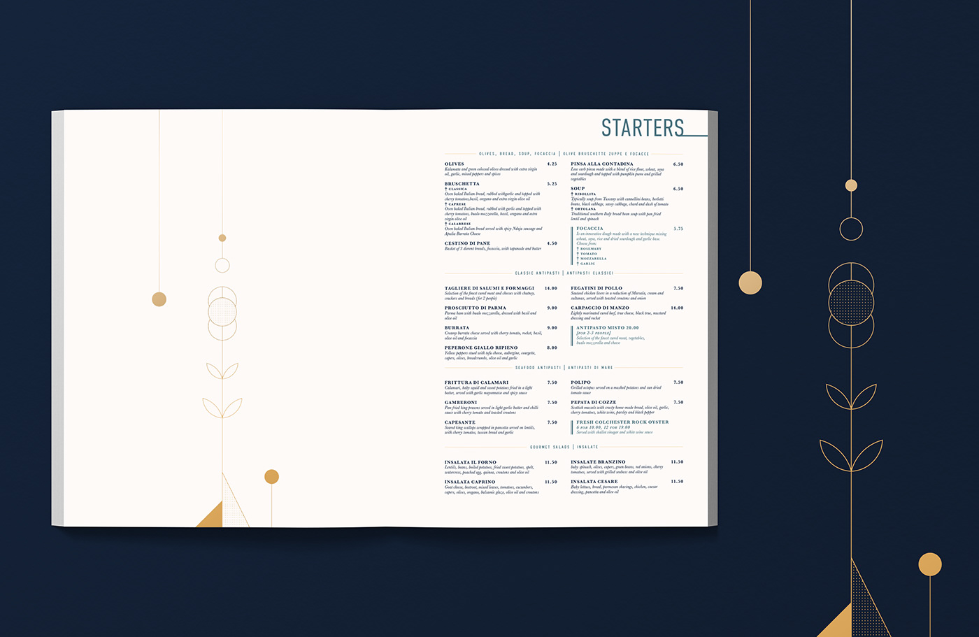 blue elegant geometric gold graphic design  menu premium